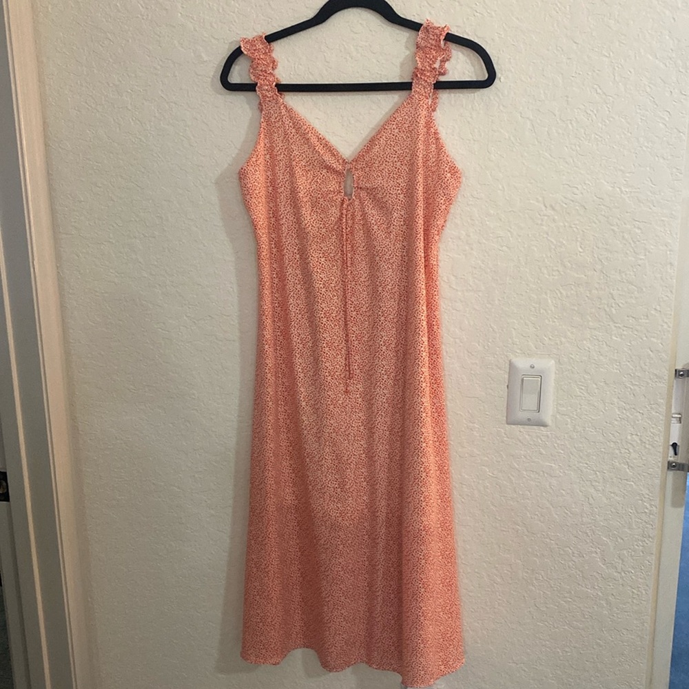 Coral pattern midi dress